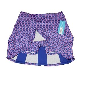 NWT Allie Burke Skort Size Large Geometric Pink Blue Skirt Activewear 90s Retro
